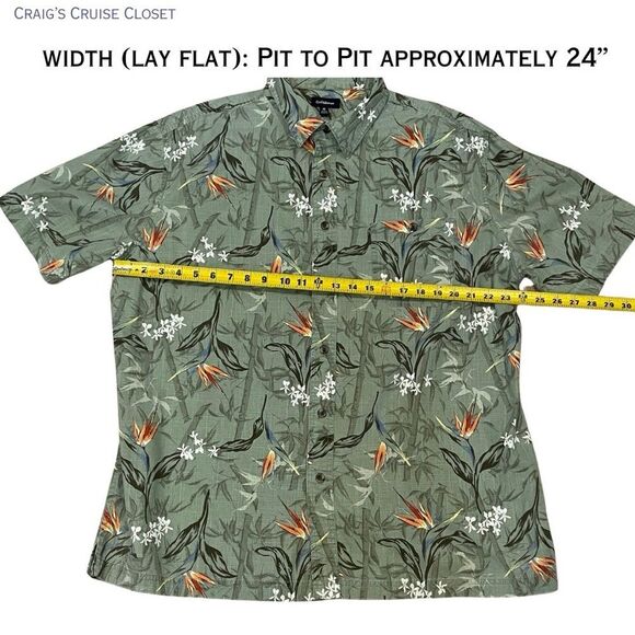 Croft & Barrow Green and Orange Casual Button Down Tropical Shirt, Size XL - Picture 3 of 8